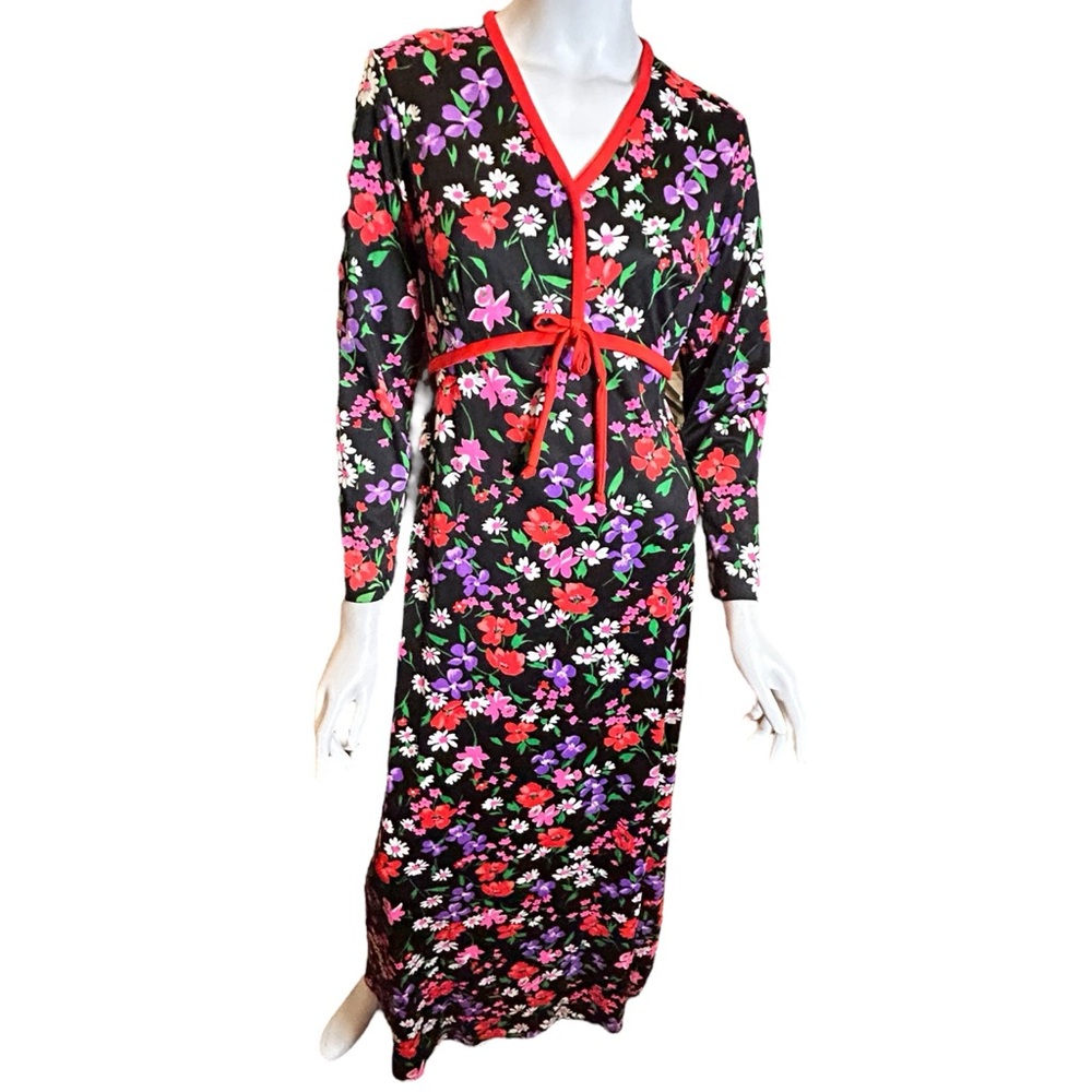Vintage 60s 70s Floral Maxi Dress Size Medium - Picture 2 of 11